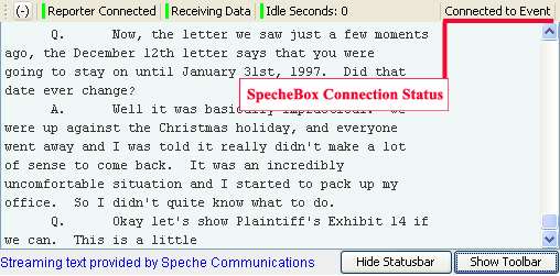 SpecheBox Connection Status