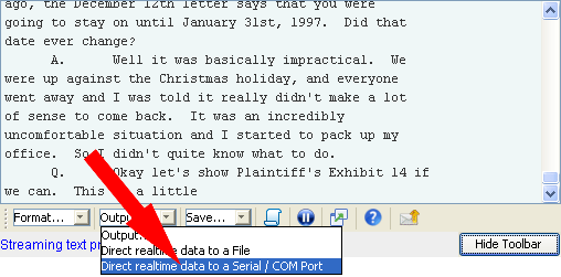 Selecting Output to a COM Port