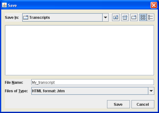 Save dialog HTML